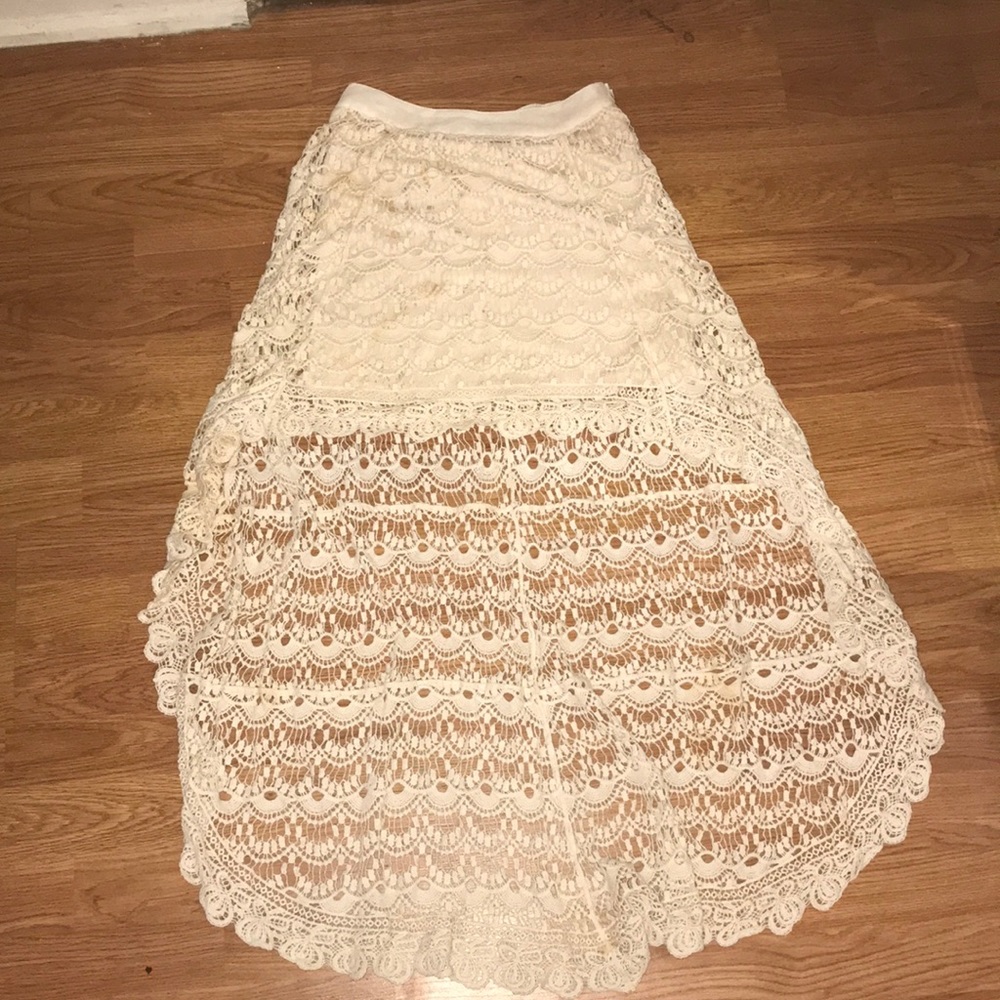 Intricate high-low lace skirt
